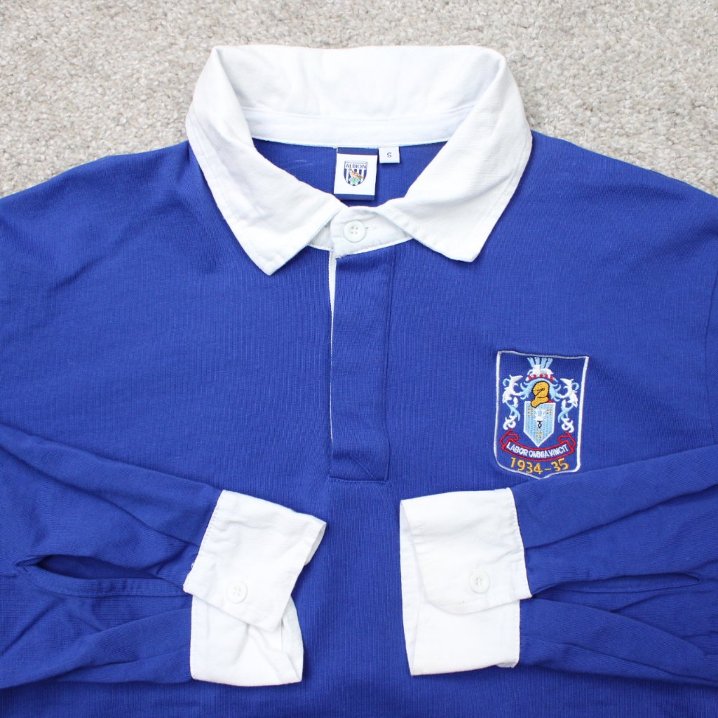 West Bromwich Albion Shirt Mens Small Blue 1935 Cup Final Retro Football L/S Wba